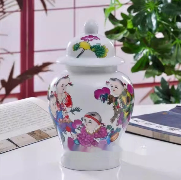 Chinese Style Decorative Porcelain Treasure And Gourd Vases