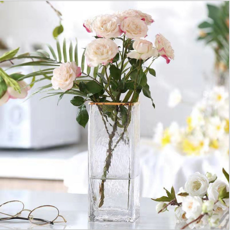 Gold Painted Transparent Glass Flower Vase Wedding Decor