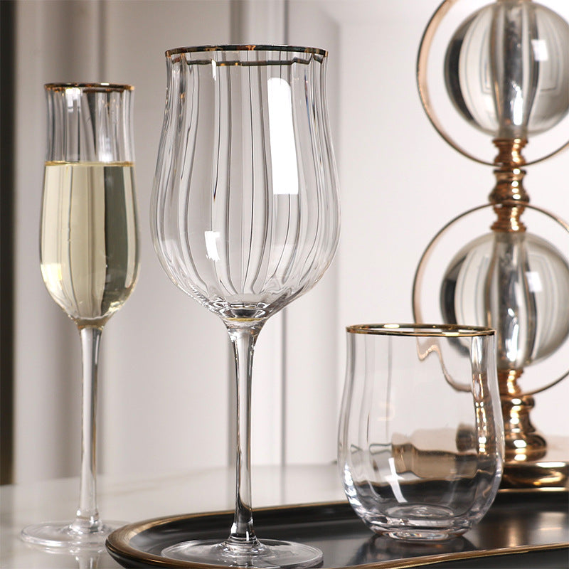 Vertical Ribbed Cocktail Glass Juice Glass Wine Set