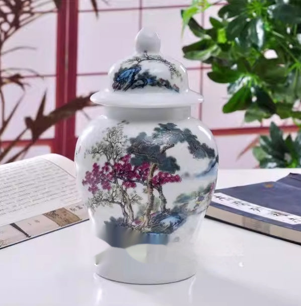 Chinese Style Decorative Porcelain Treasure And Gourd Vases