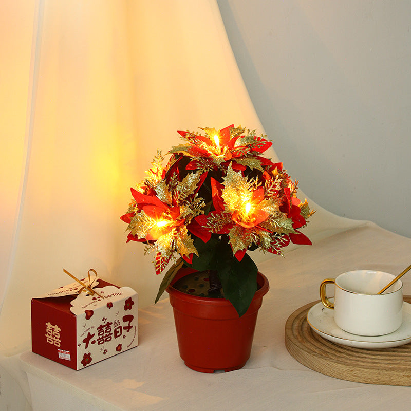 Led Flowerpot Tree Lamp Room Bedside Decorative Lamp