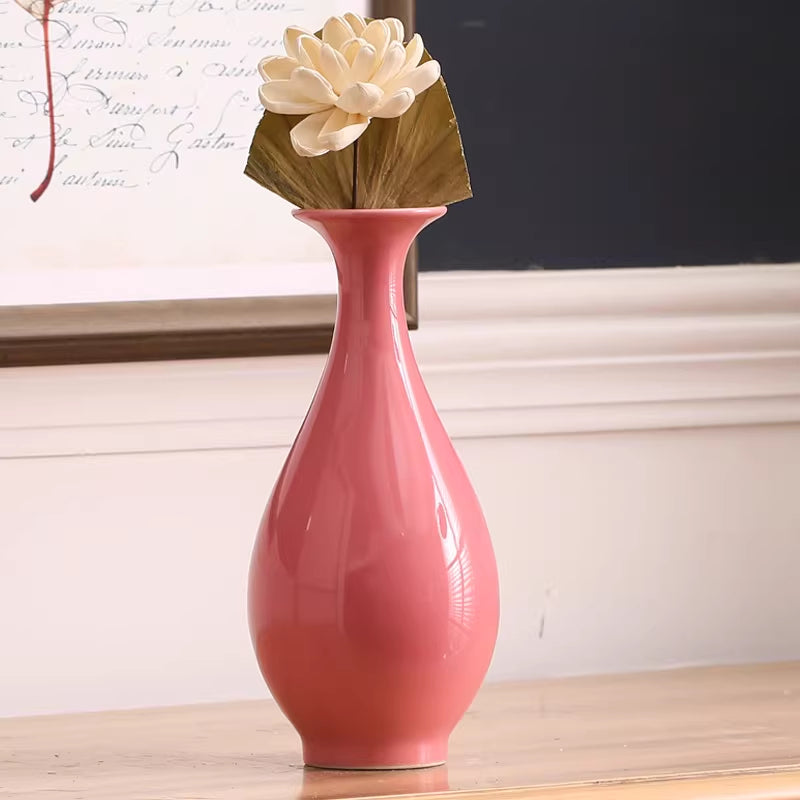 Pink Antique Style Flower Vases Living Room Decor